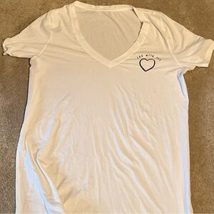 White V-Neck Short Sleeve Tee